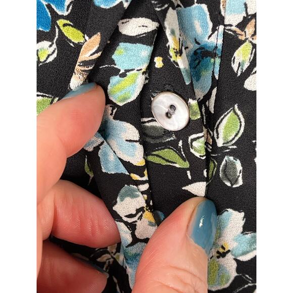 J. Jill floral tiered layered button up blouse, dark floral, size M, EUC - Picture 6 of 13